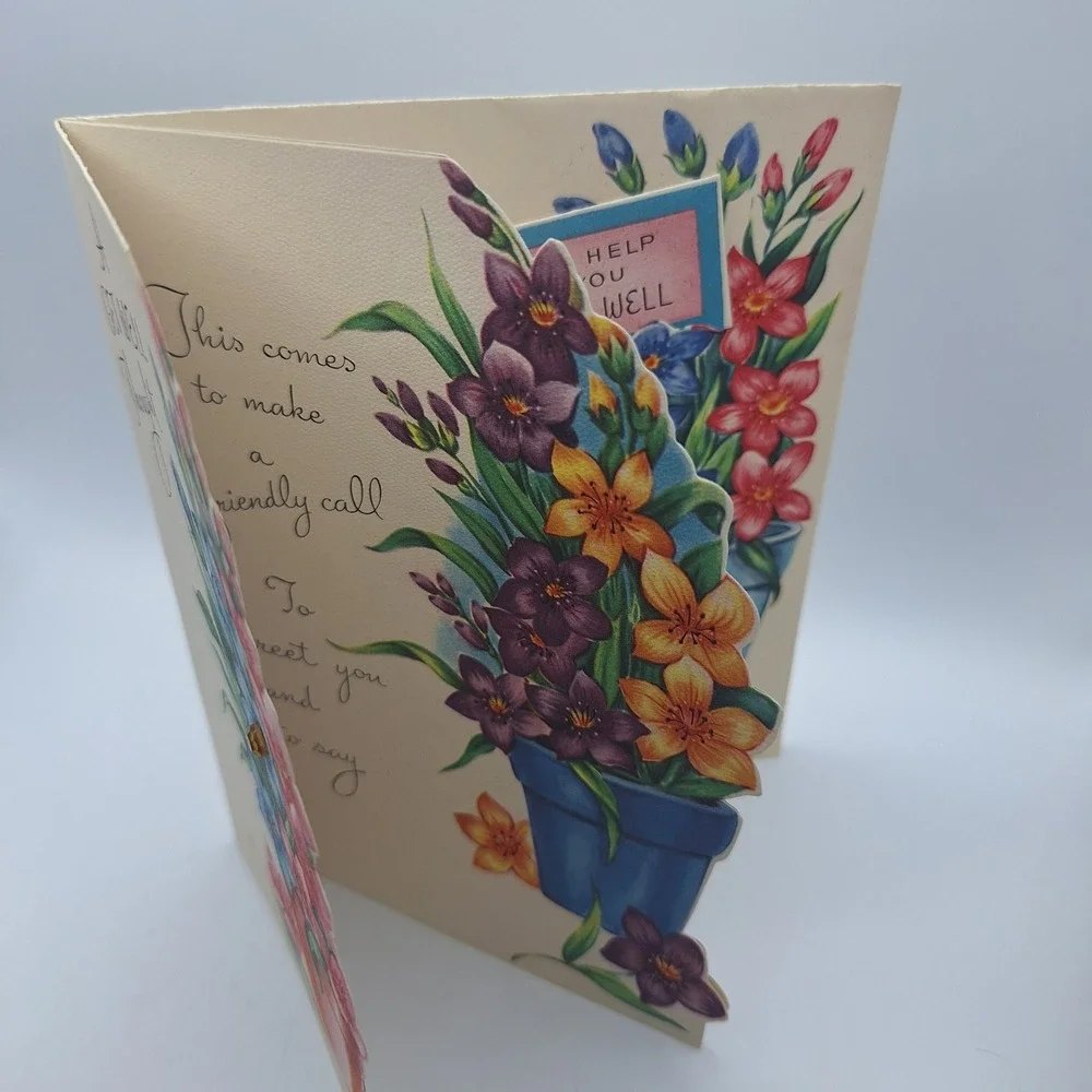 Vintage The Daline Get Well Thought Pop Up Floral Card‎